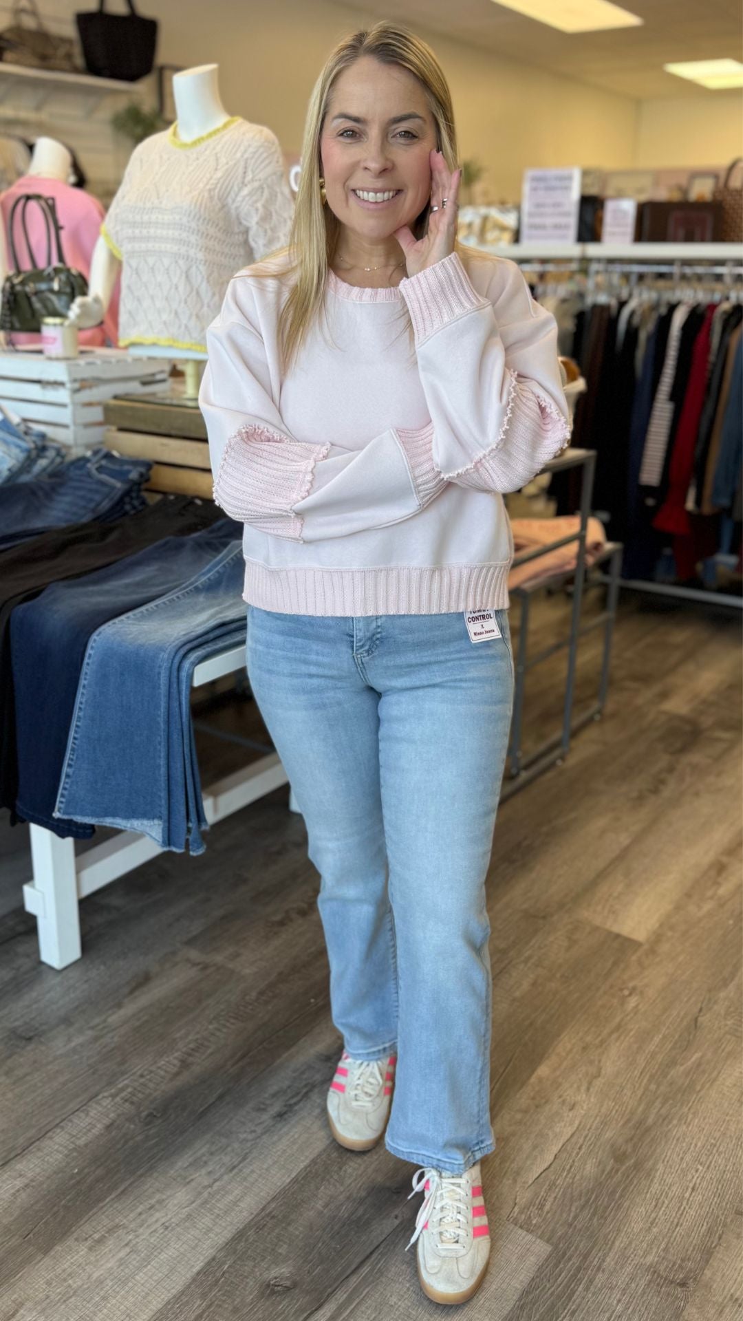 High Rise Light Wash Tummy Control Ankle Straight Jeans