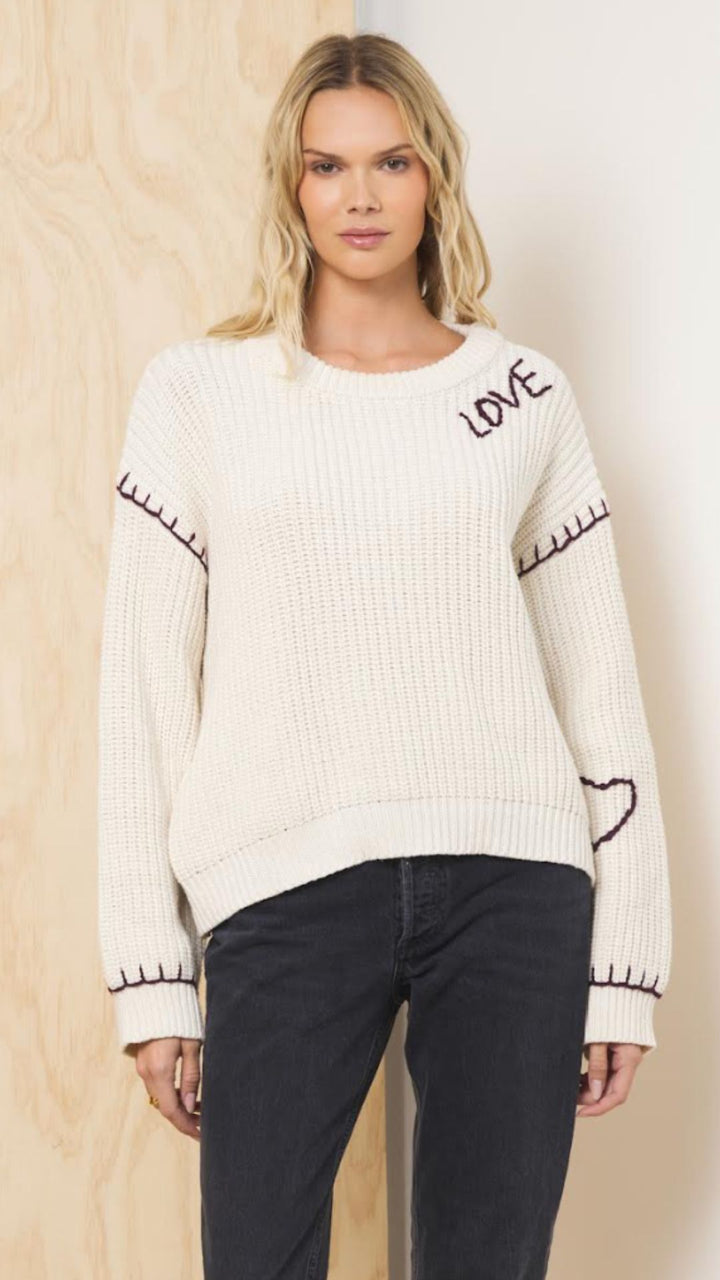 Whipstitch Detail Heart Sweater