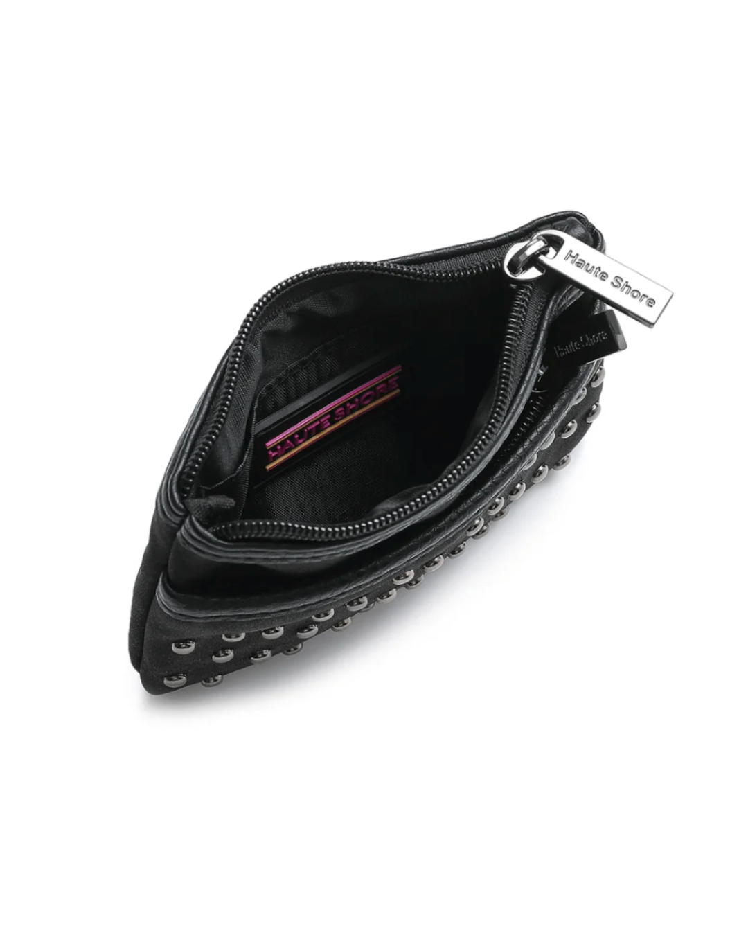 Max Black Suede Studded Card Case