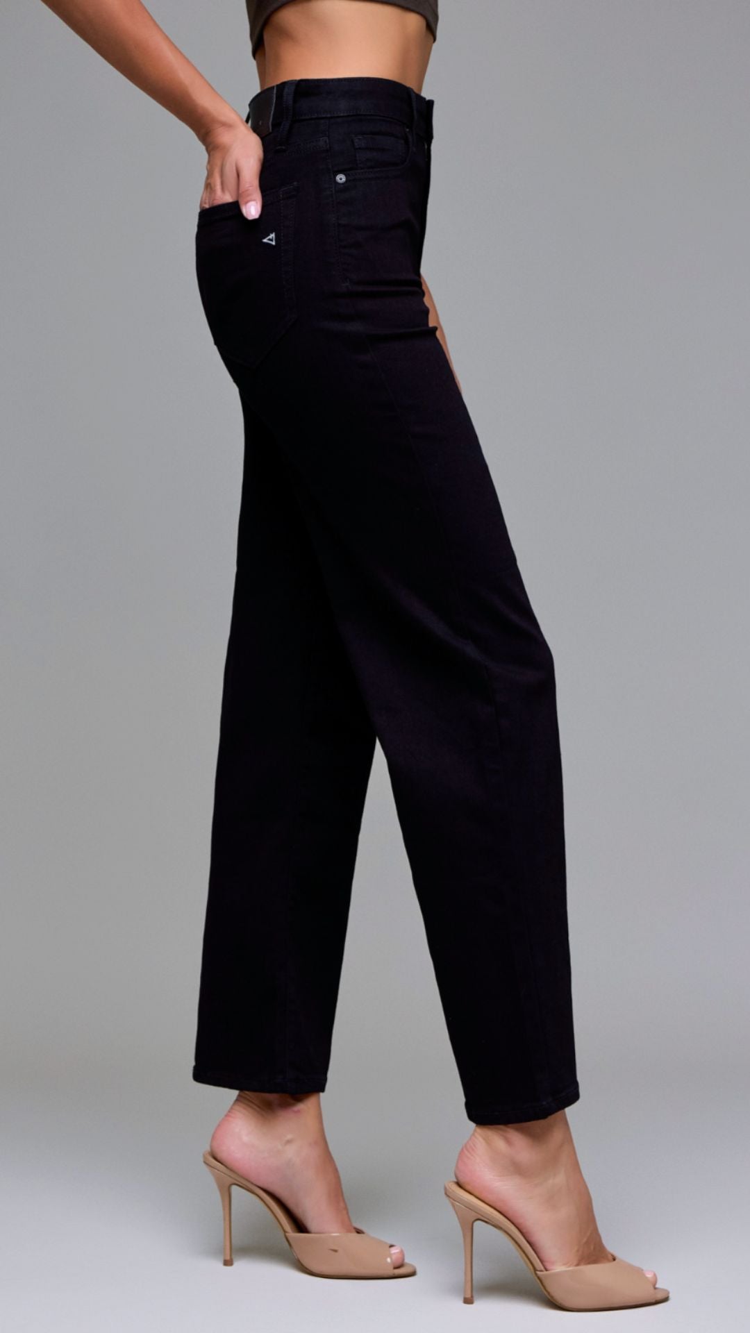 High Rise Jet Black Straight Jeans