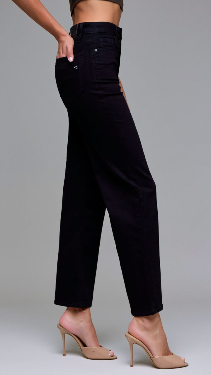 High Rise Jet Black Straight Jeans