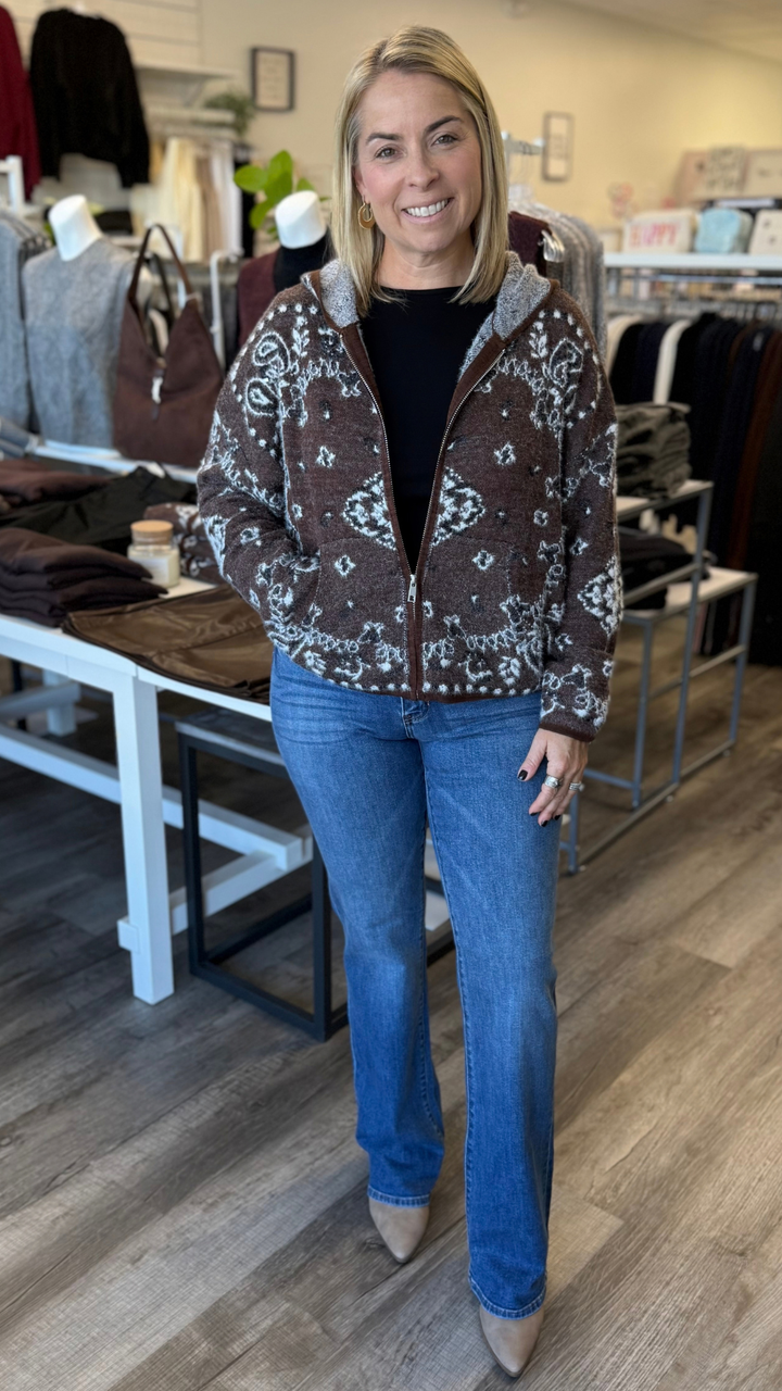 Mid Rise Dark Wash Full Length Bootcut Jeans