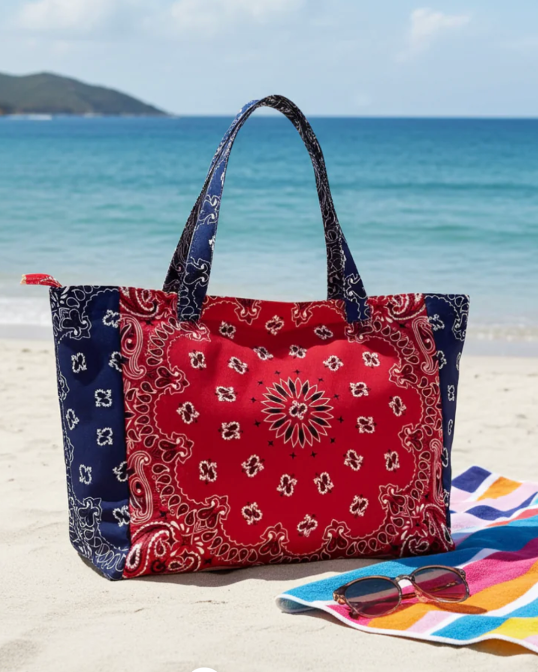 Bailey Red/Navy Bandana Tote