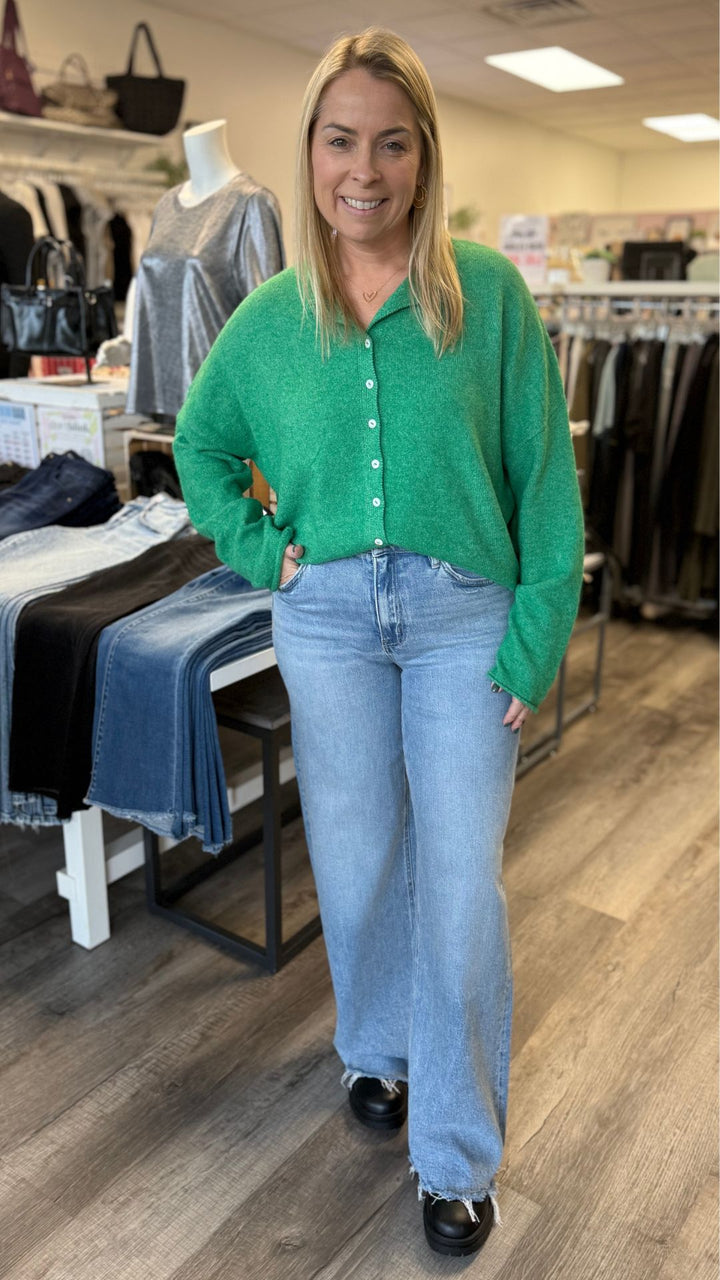 Kelly Green Piper Sweater Cardigan