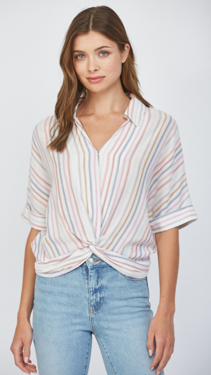 Front Twist Detail Collar Blouse