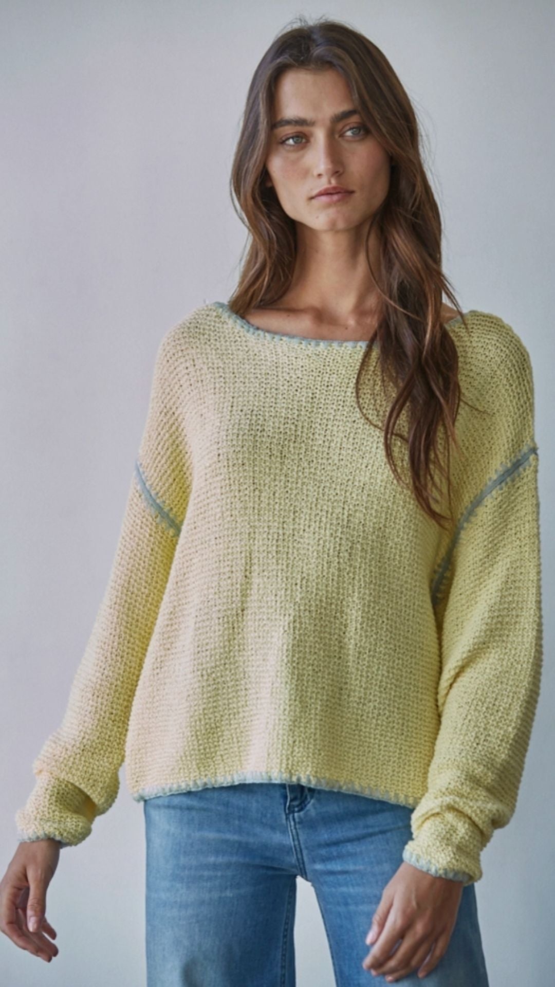 Contrast Stitch Pullover Sweater