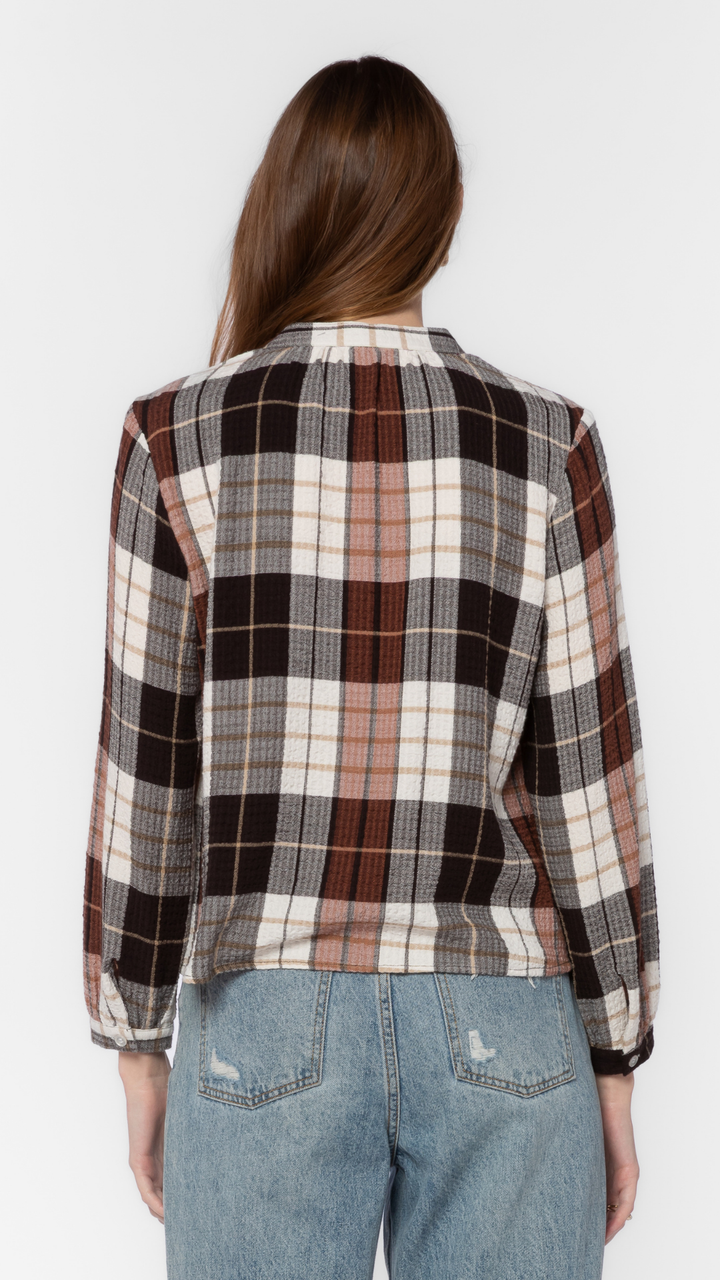 Plaid Peasant Long Sleeve Top