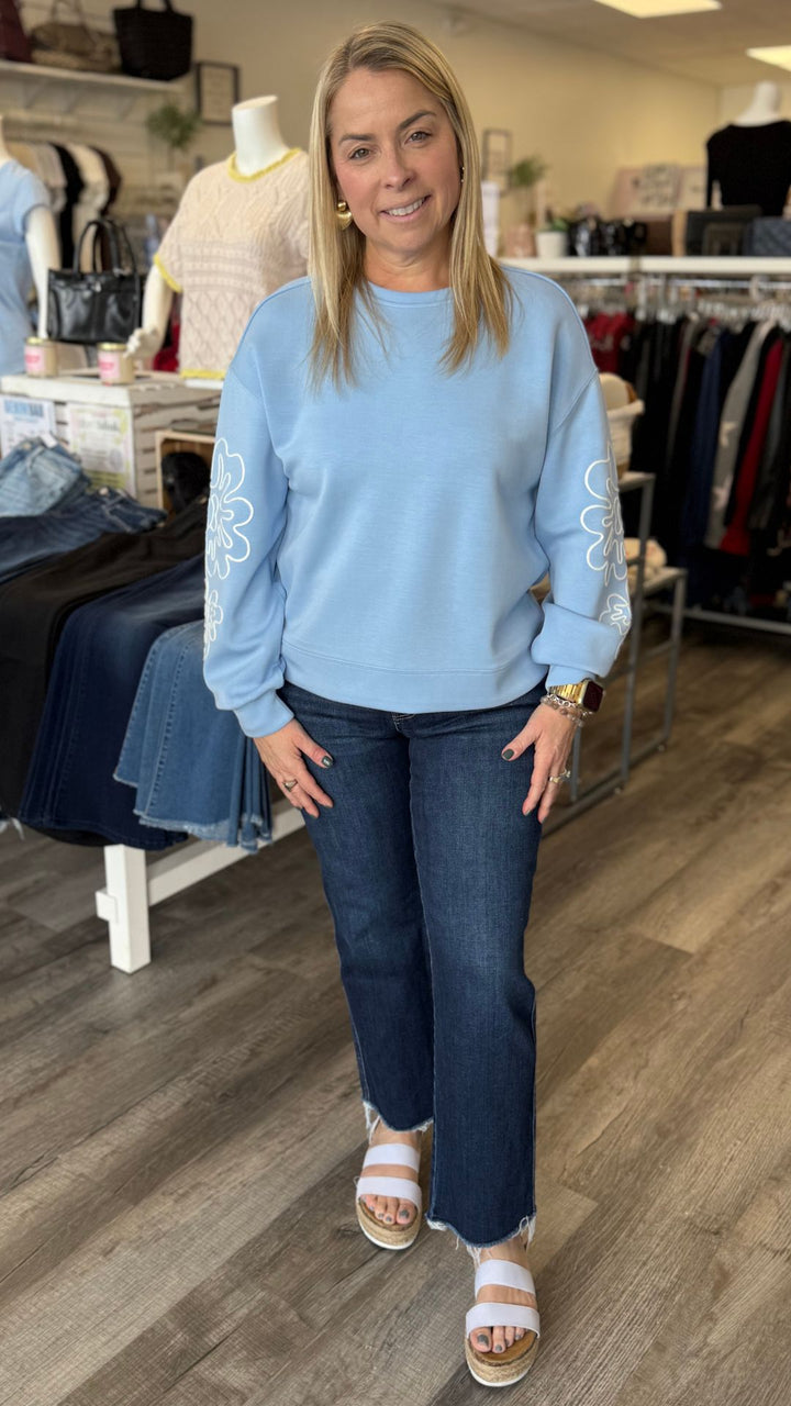 Scuba Long Sleeve Top With Soutache Detail