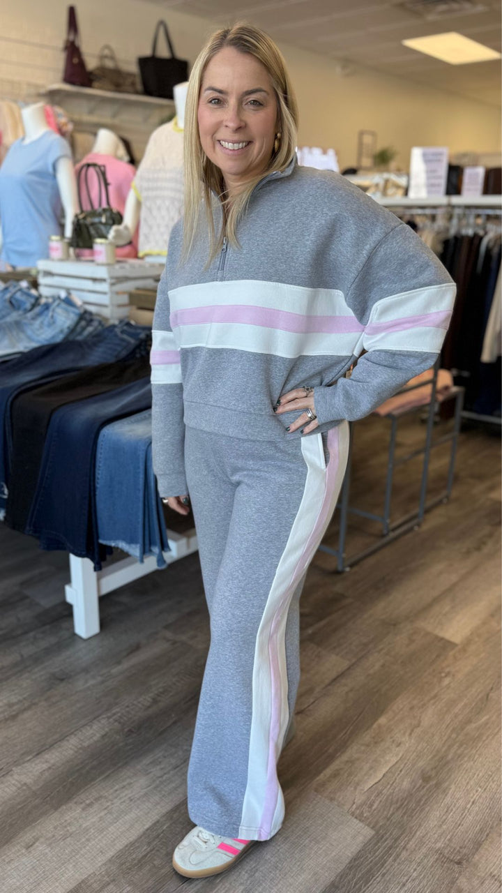 Vintage Fleece Colorblock Two Piece Set