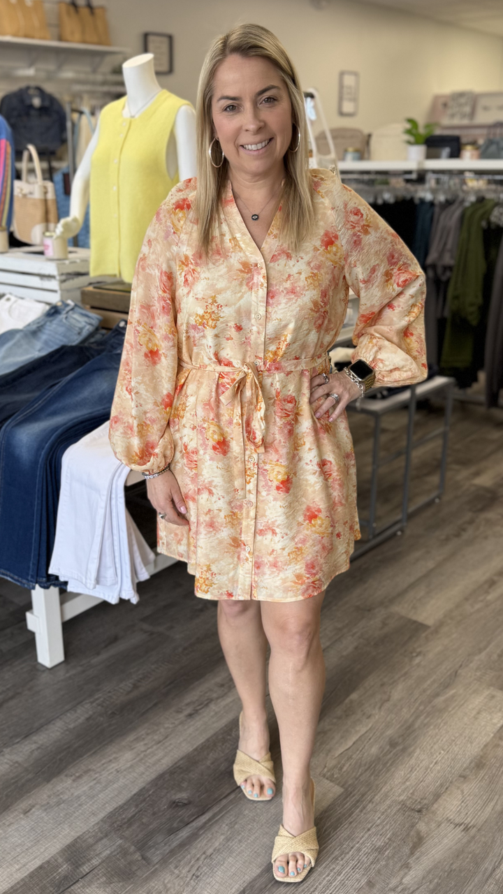Button Down Dress With Raglan Sleeves