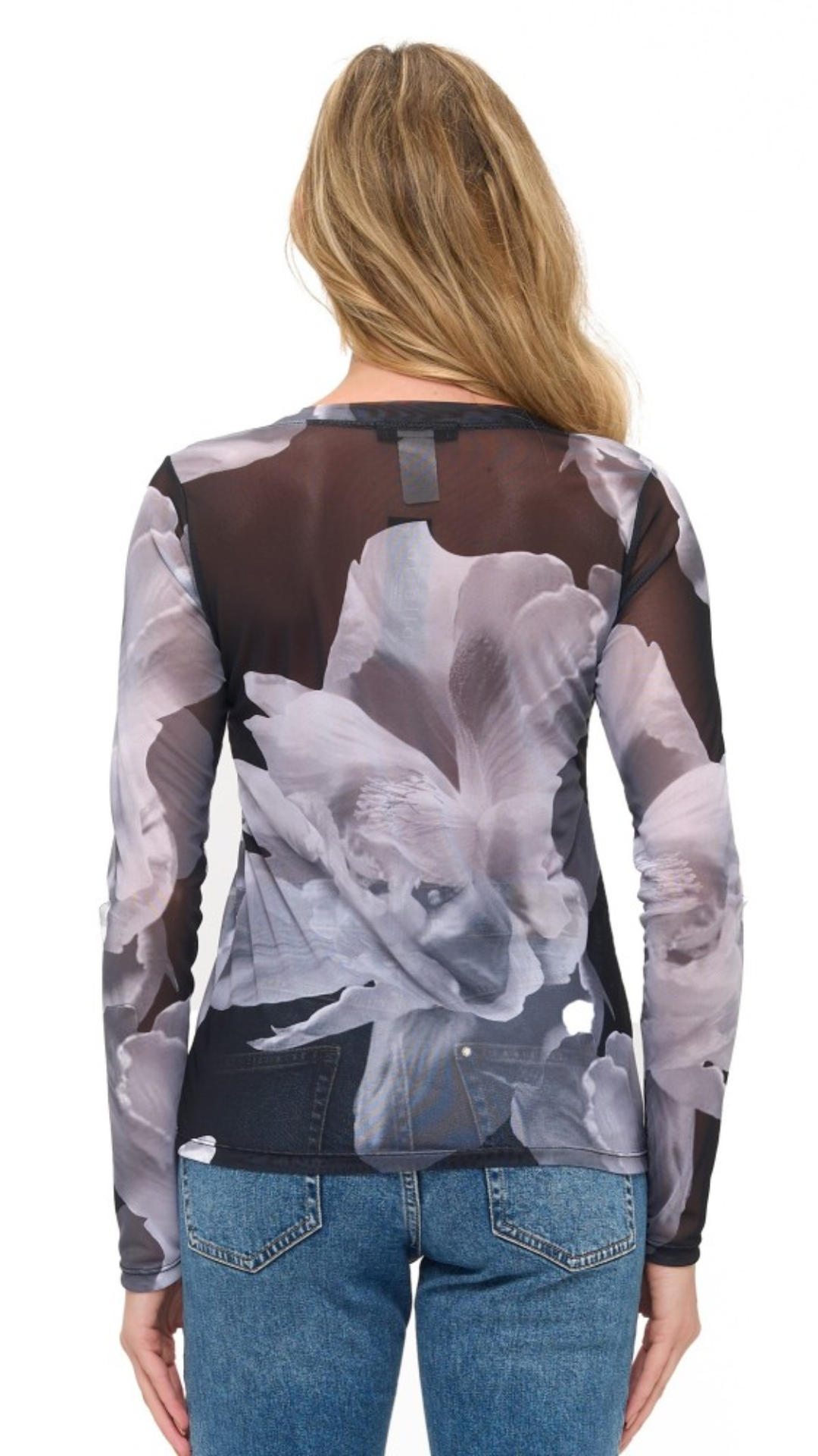 Floral Mesh Long Sleeve Top