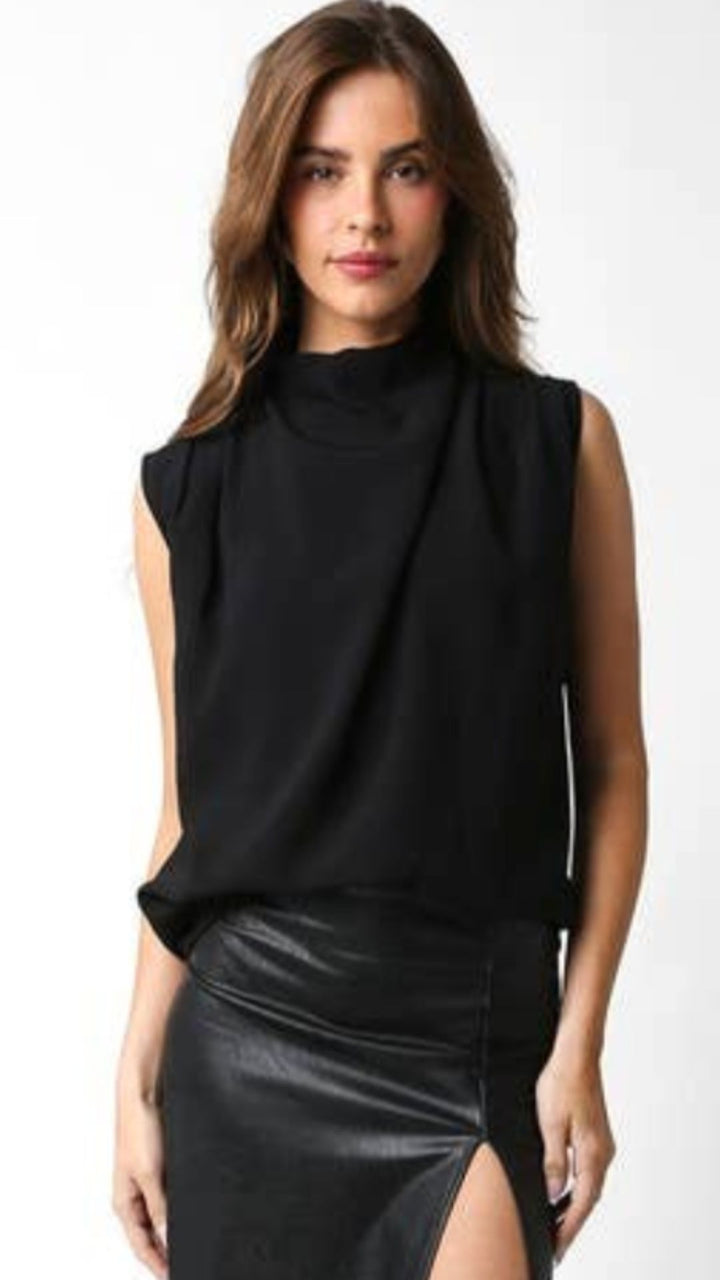 Black Mock Neck Top