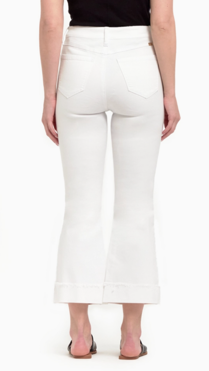 White High Rise Cuffed Demi Boot Jeans