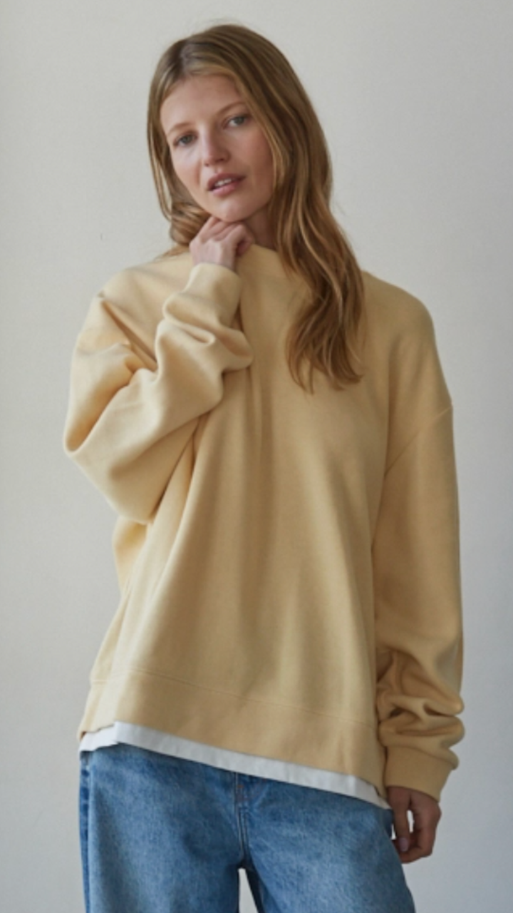 Butter Yellow Crewneck Layered Sweatshirt