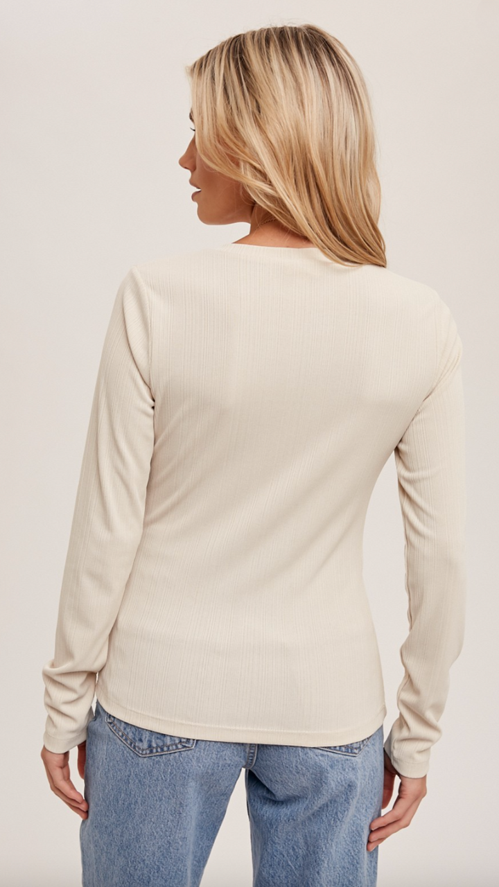 Front Ruched Detail Ribbed Top