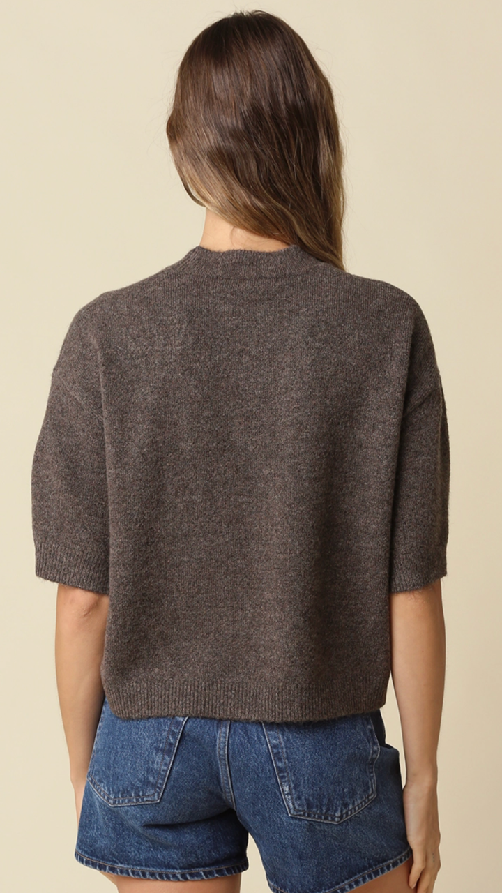Brown Half Sleeve Sweater