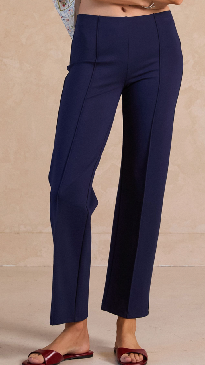 High Rise Navy Clean Center Seam Pants