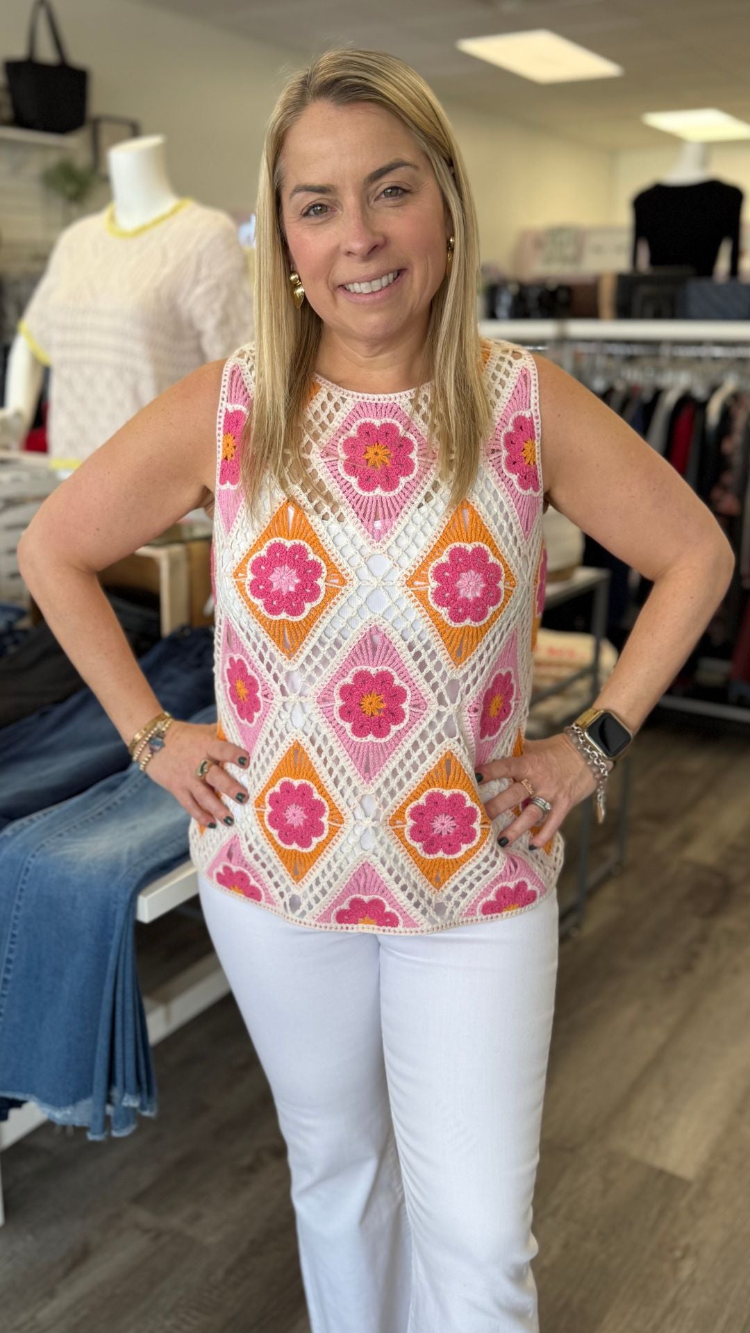 Floral Sleeveless Crochet Top
