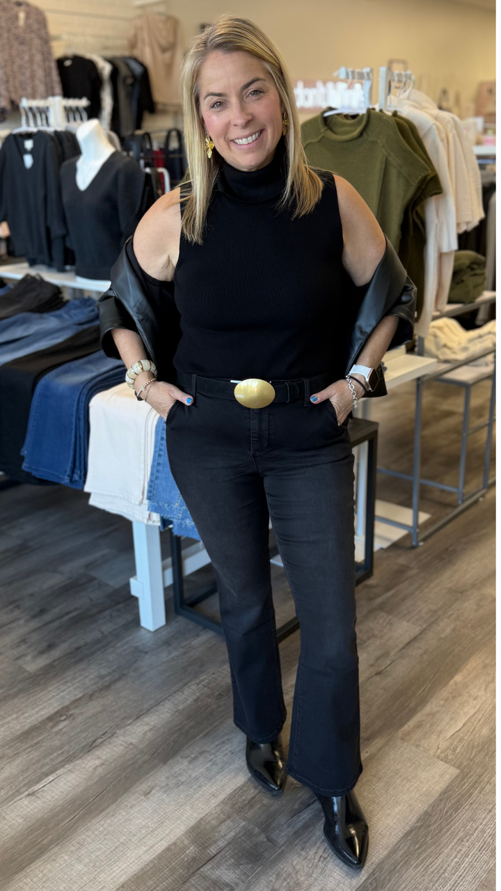 Mid Rise Charcoal Petite Better Butter Slim Boot Full Length Jeans With Double Pockets
