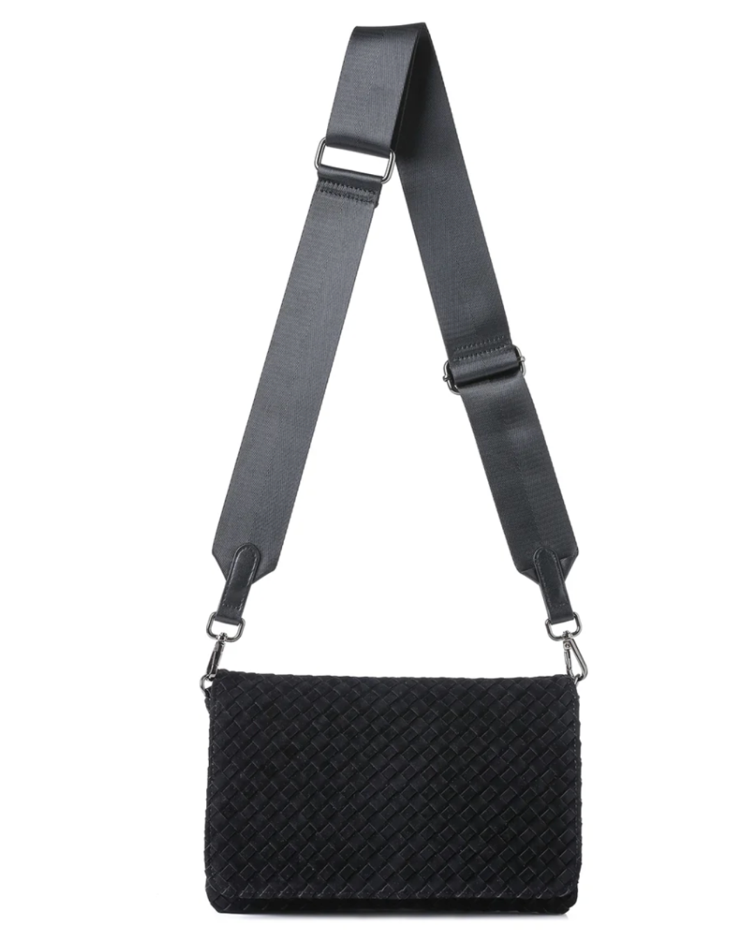 Lexi Black Woven Suede Crossbody