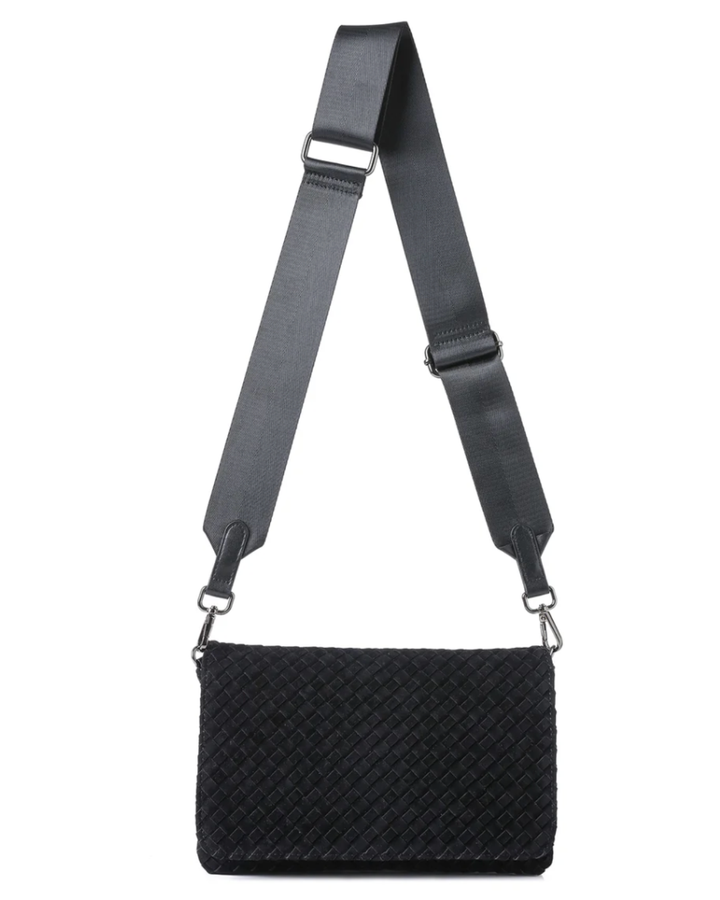 Lexi Black Woven Suede Crossbody