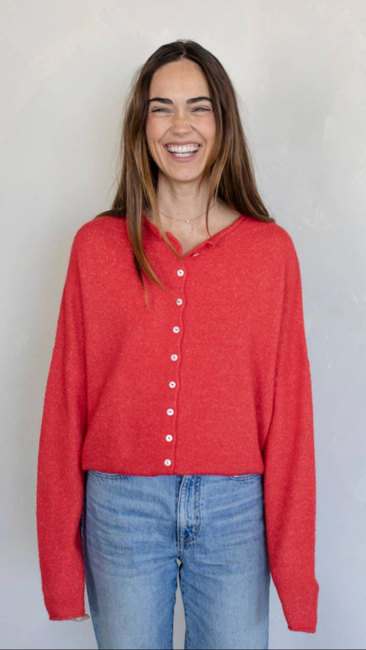 Red Piper Sweater Cardigan