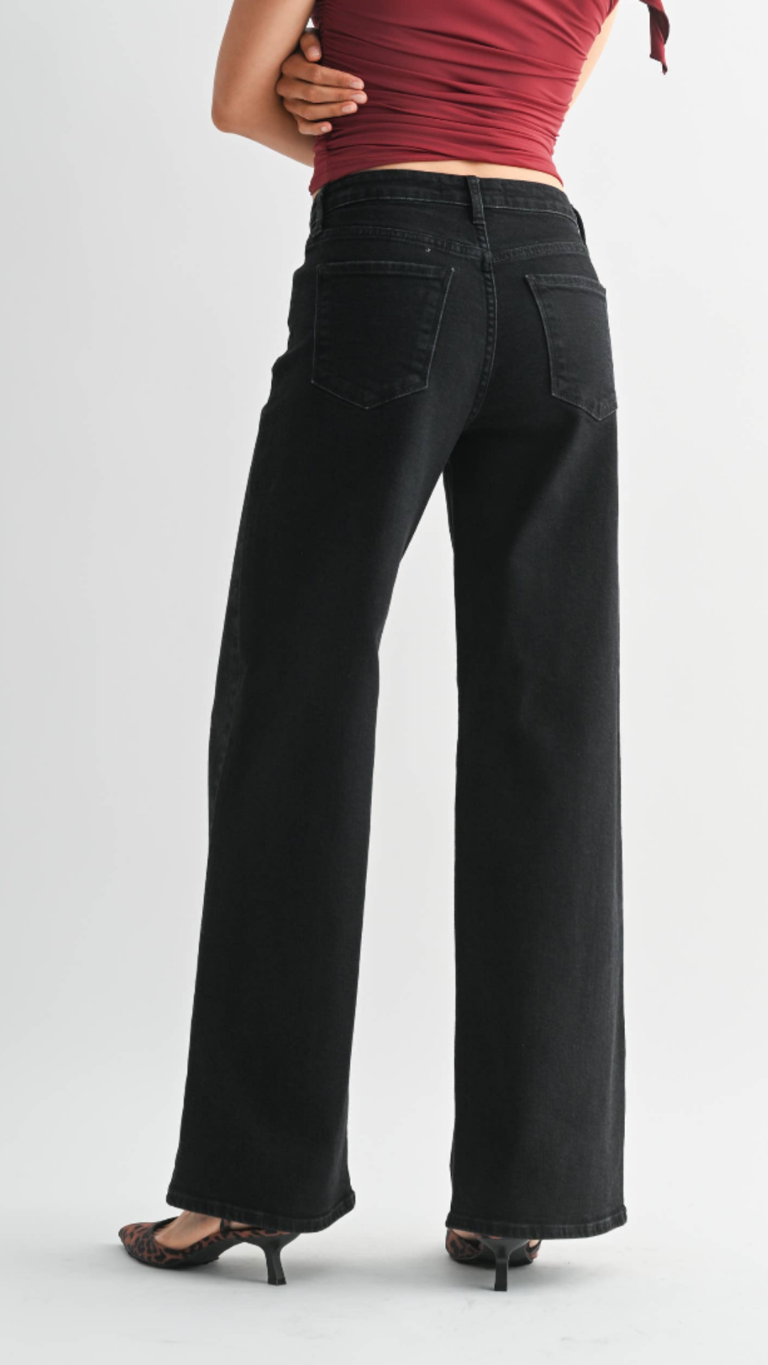 High Rise Black Wide Leg Full Length Jeans