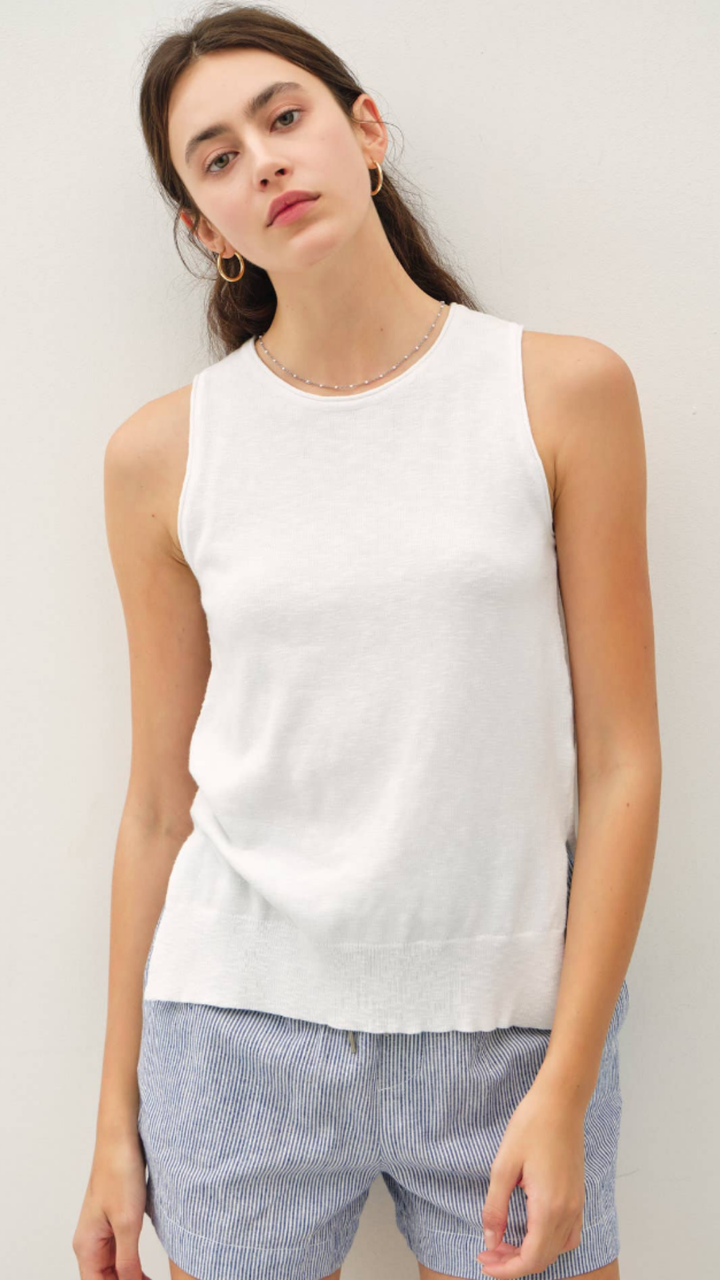 Classic Pullover Raw Seam Detail Knit Tank