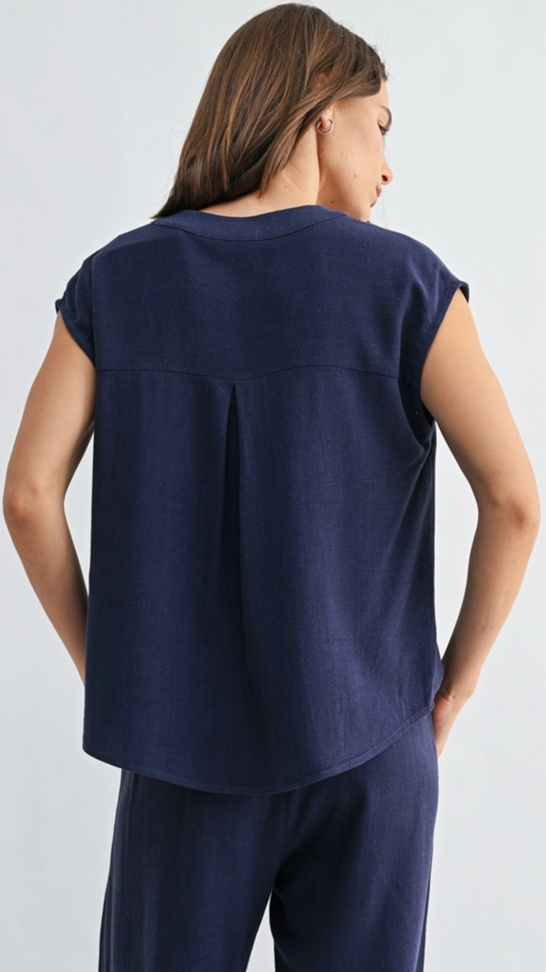 Navy V Neck Dolman Sleeve Top