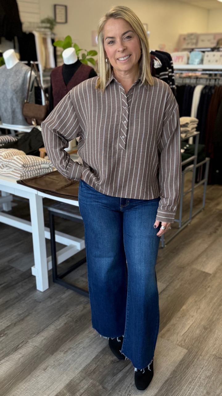 High Rise Dark Wash Scissor Cut Wide Leg Jeans