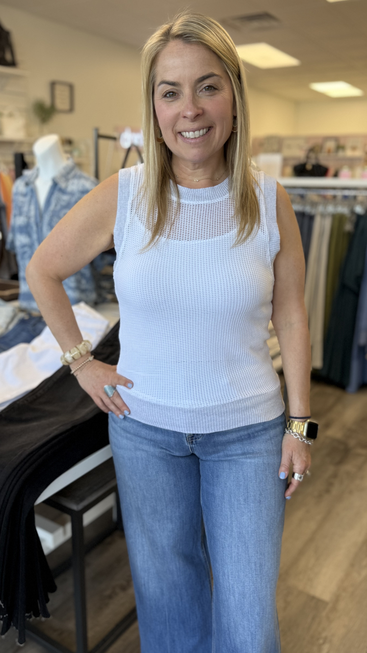 White Soleil Mesh Tank