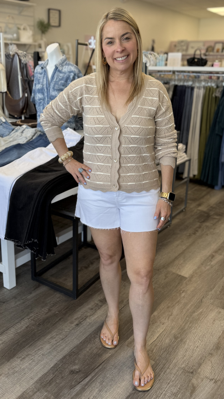 High Rise White A Line Shorts