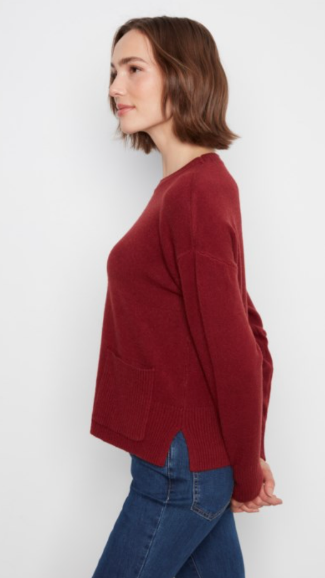 Merlot Patch Pocket Crew Neck Sweater