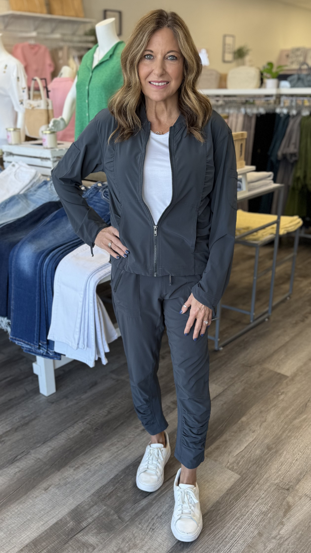 Charcoal Bach 4 Way Stretch Bomber Jacket