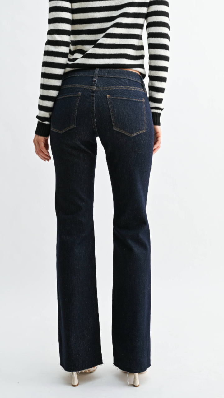 Low Rise Super Dark Wash Full Length Bootcut Jeans