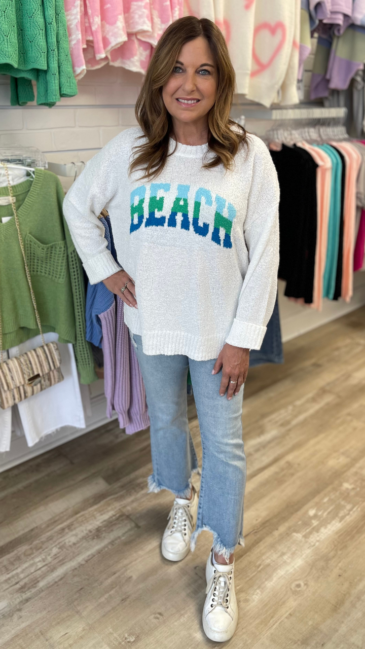 Beach Jacquard Crewneck Sweater