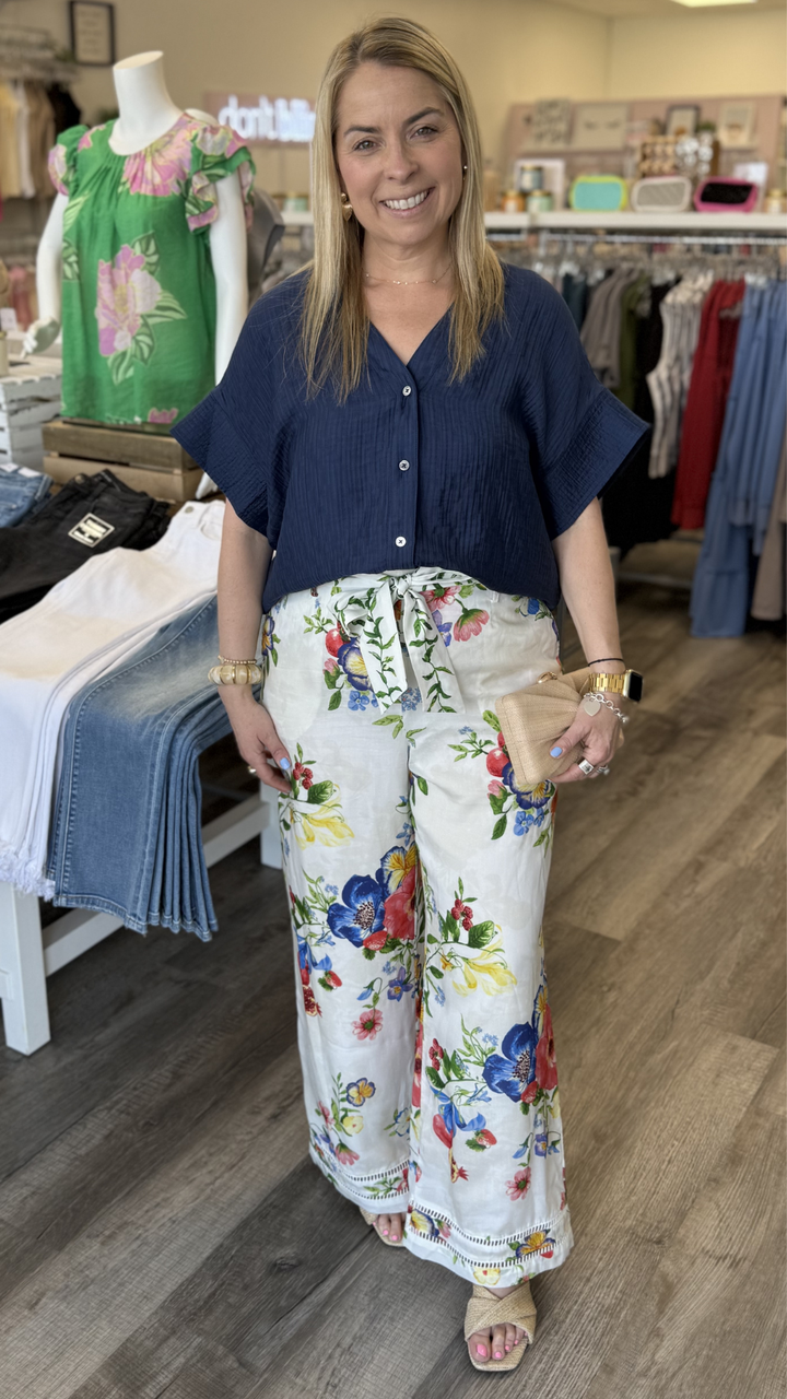 Floral And Fruit Printed Pants