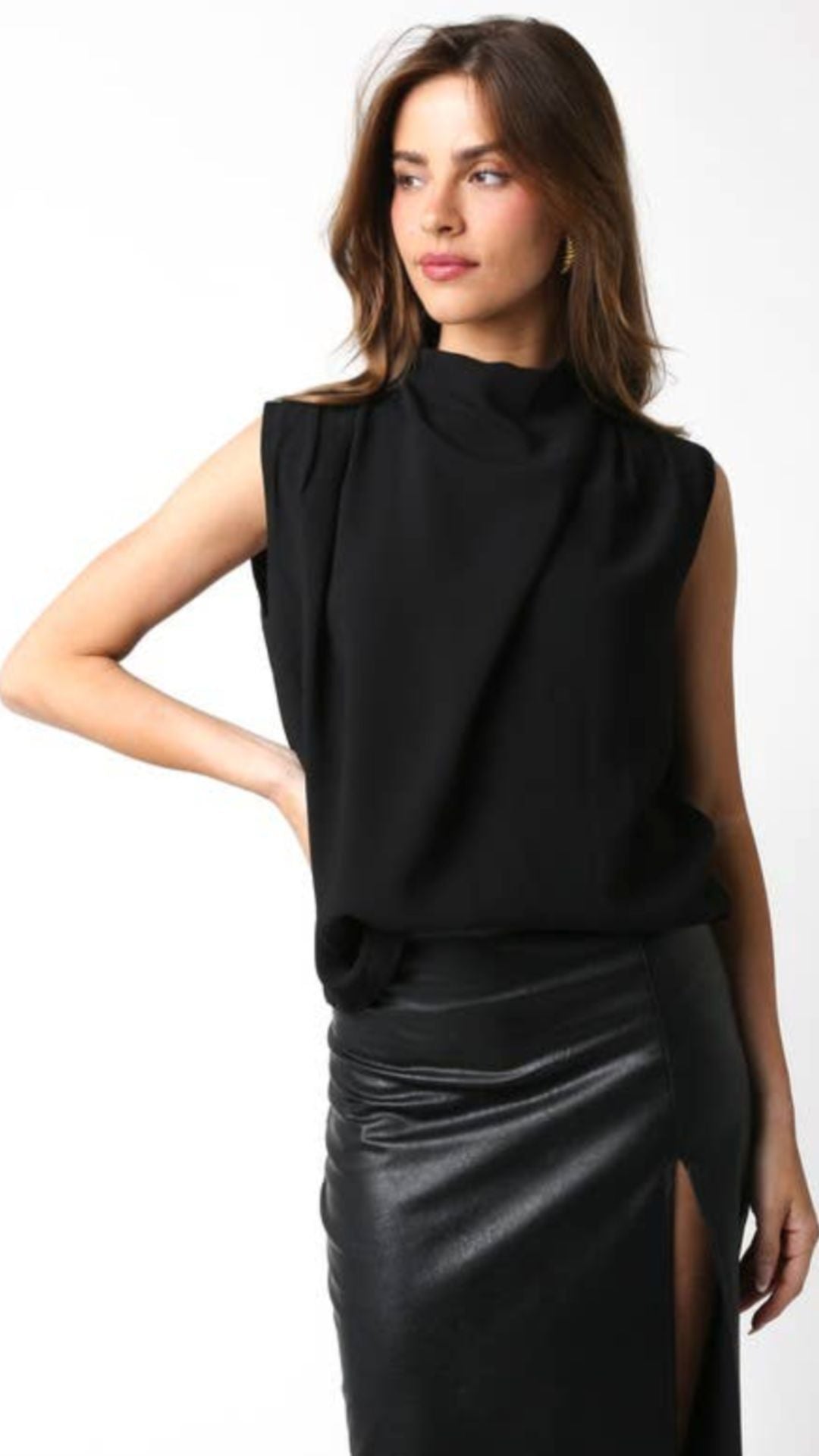 Black Mock Neck Top