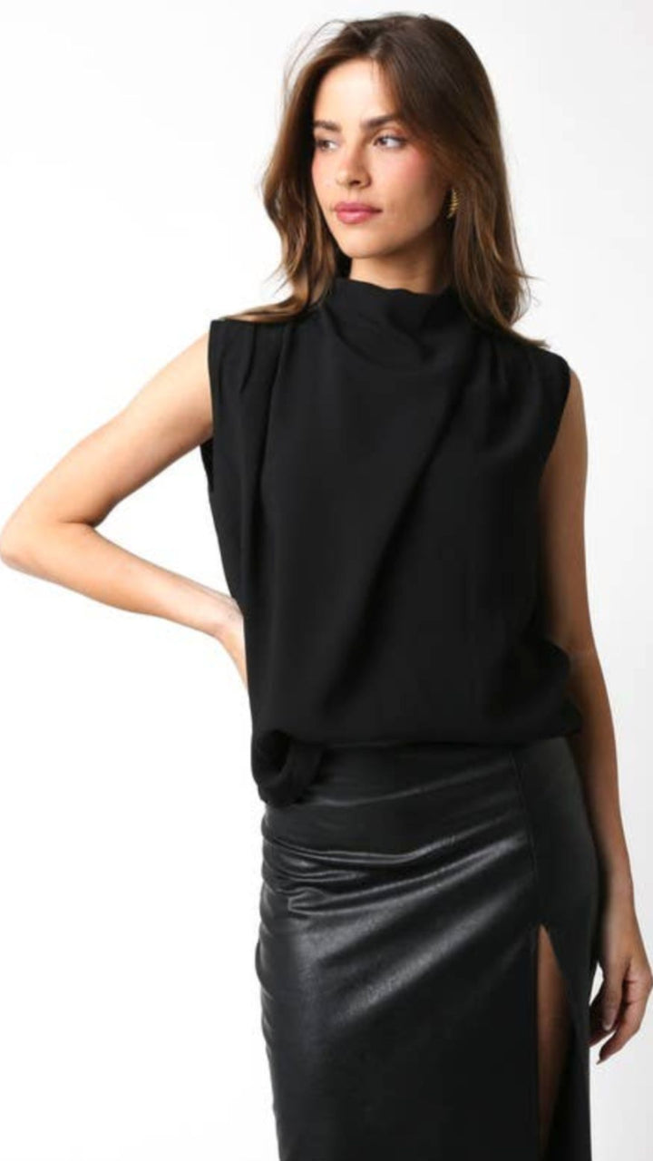 Black Mock Neck Top