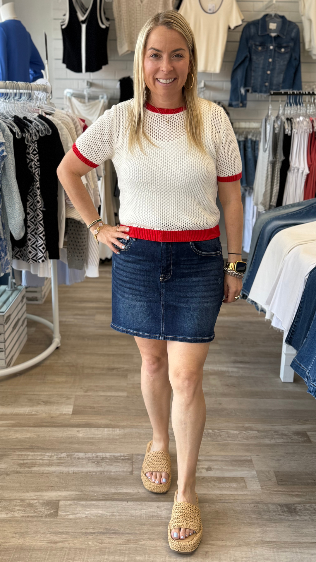 Mid Rise Dark Wash Mini Skirt