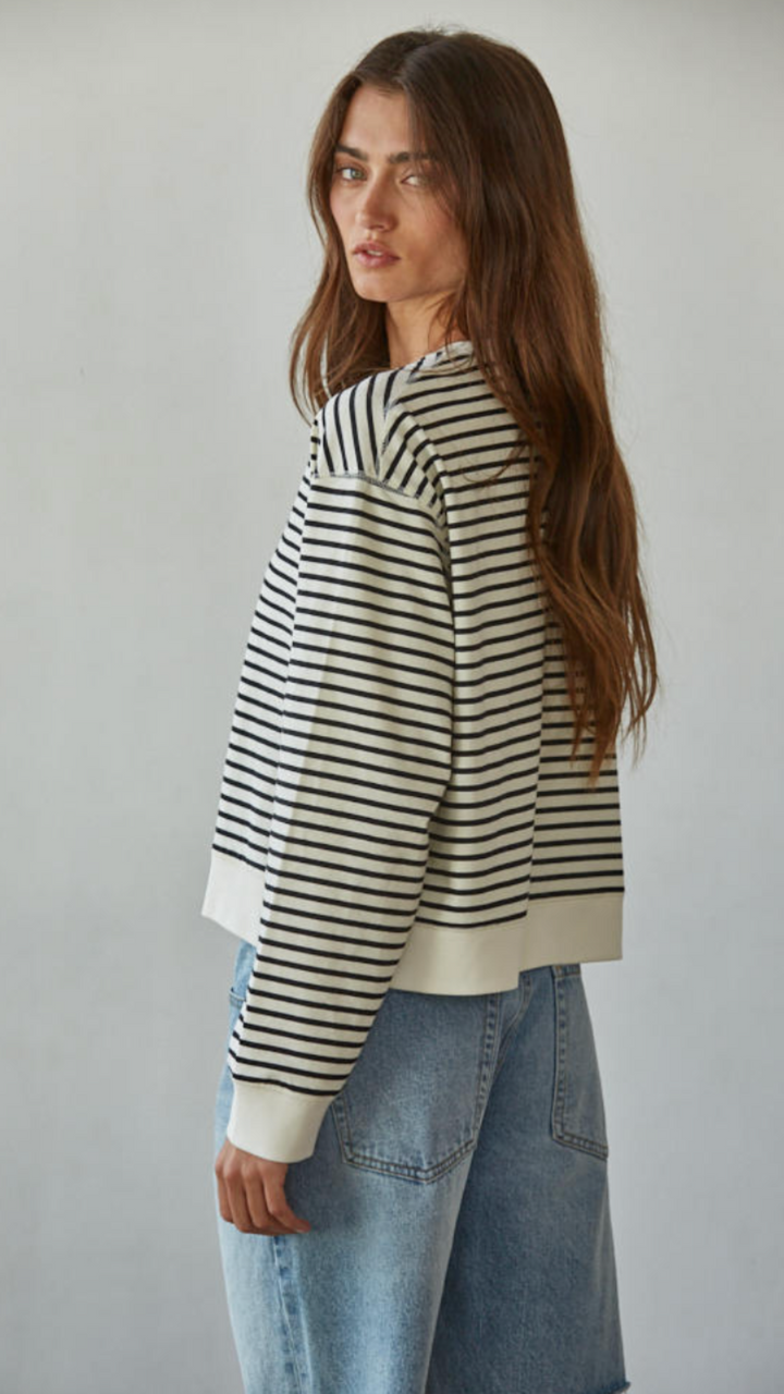 Striped Crew Neck Long Sleeve Top