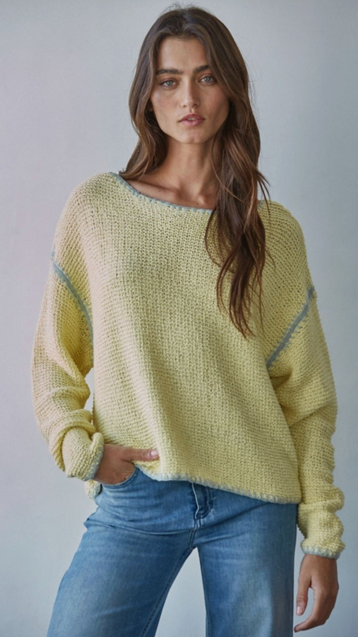 Contrast Stitch Pullover Sweater