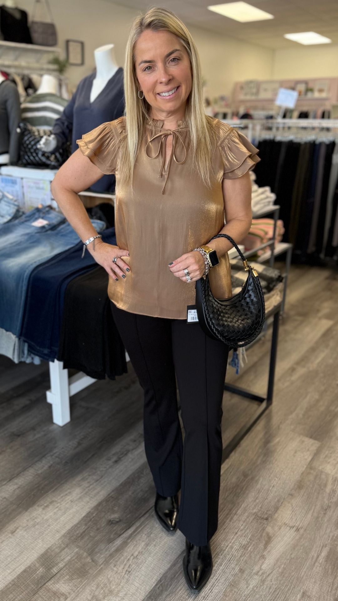 Black Kick Flare Cropped Dress Pants