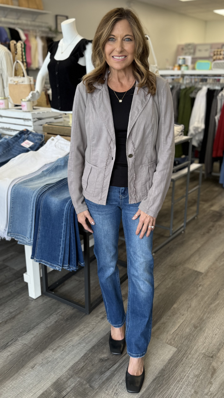 Poppy Seed Brax Linen One Button Blazer