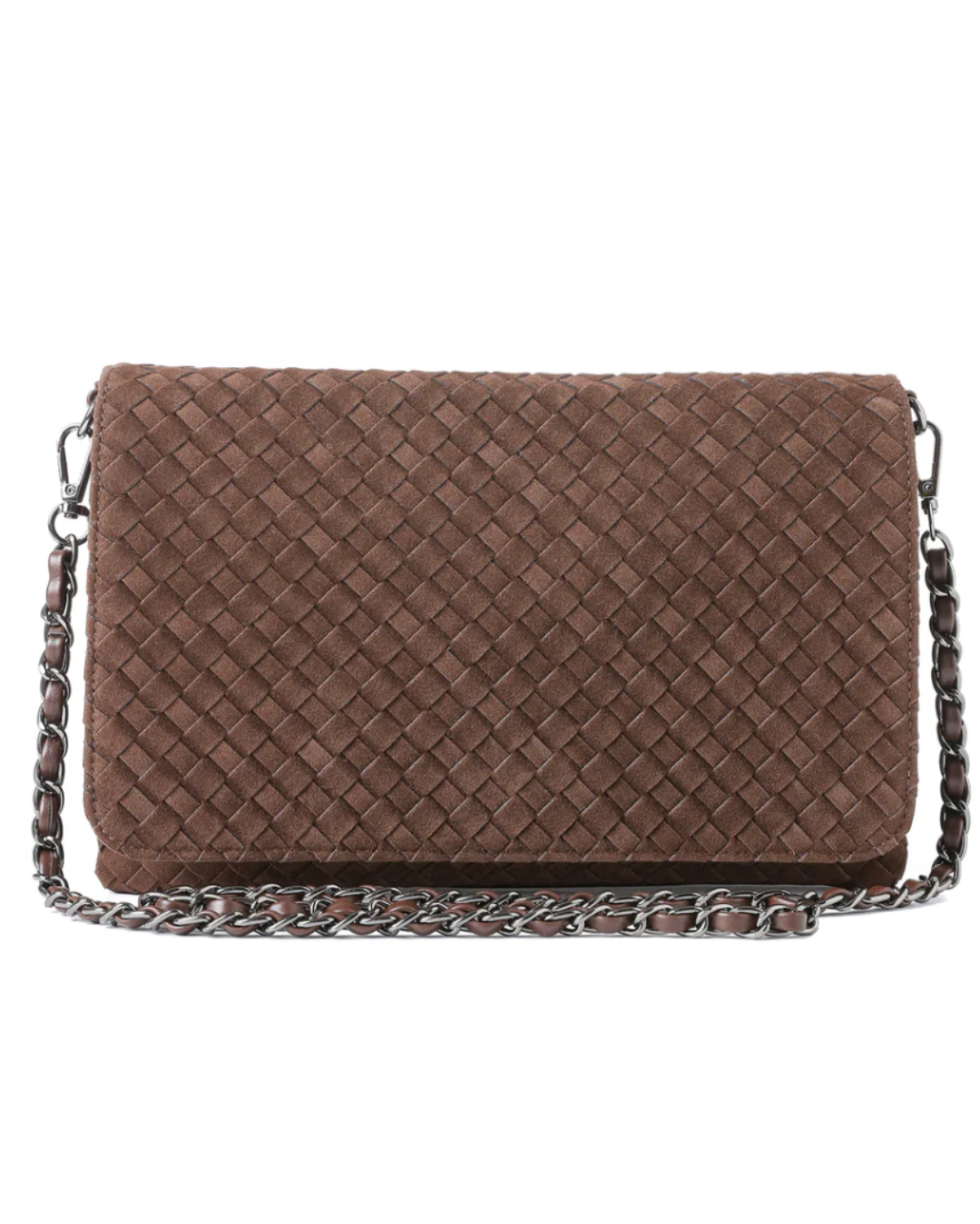 Lexi Chocolate Woven Suede Crossbody