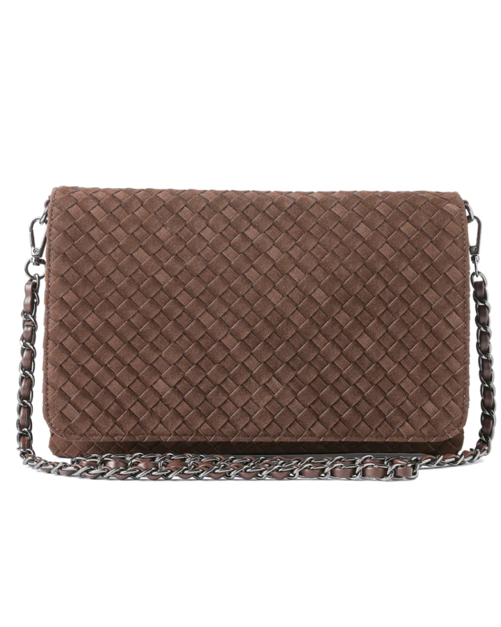 Lexi Chocolate Woven Suede Crossbody