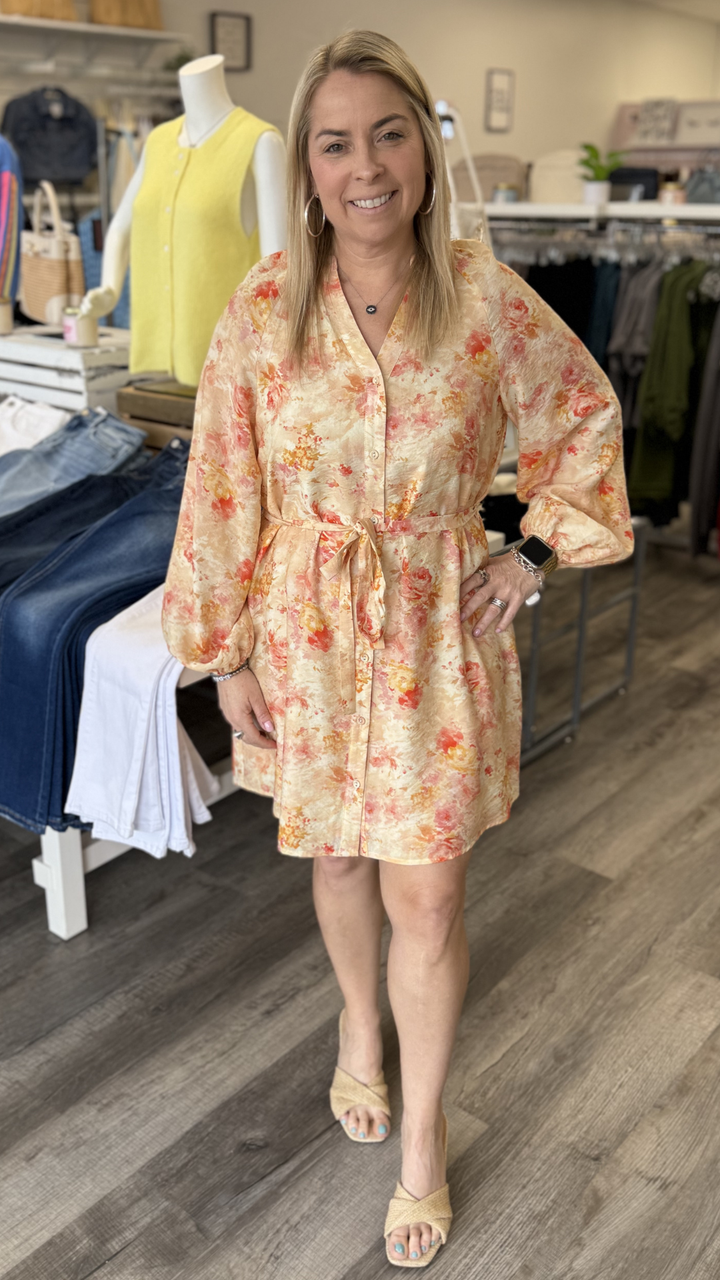 Button Down Dress With Raglan Sleeves