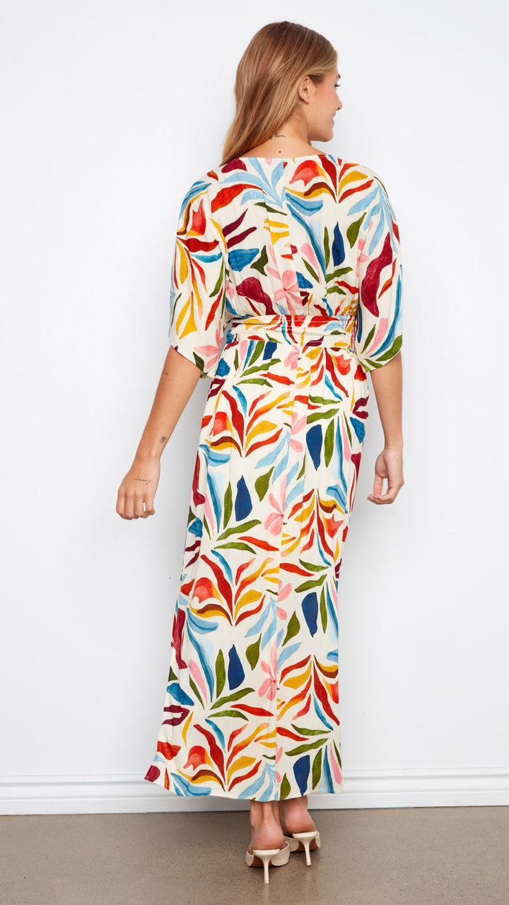 Solstice Dolman Short Sleeve Maxi Fake Wrap Dress