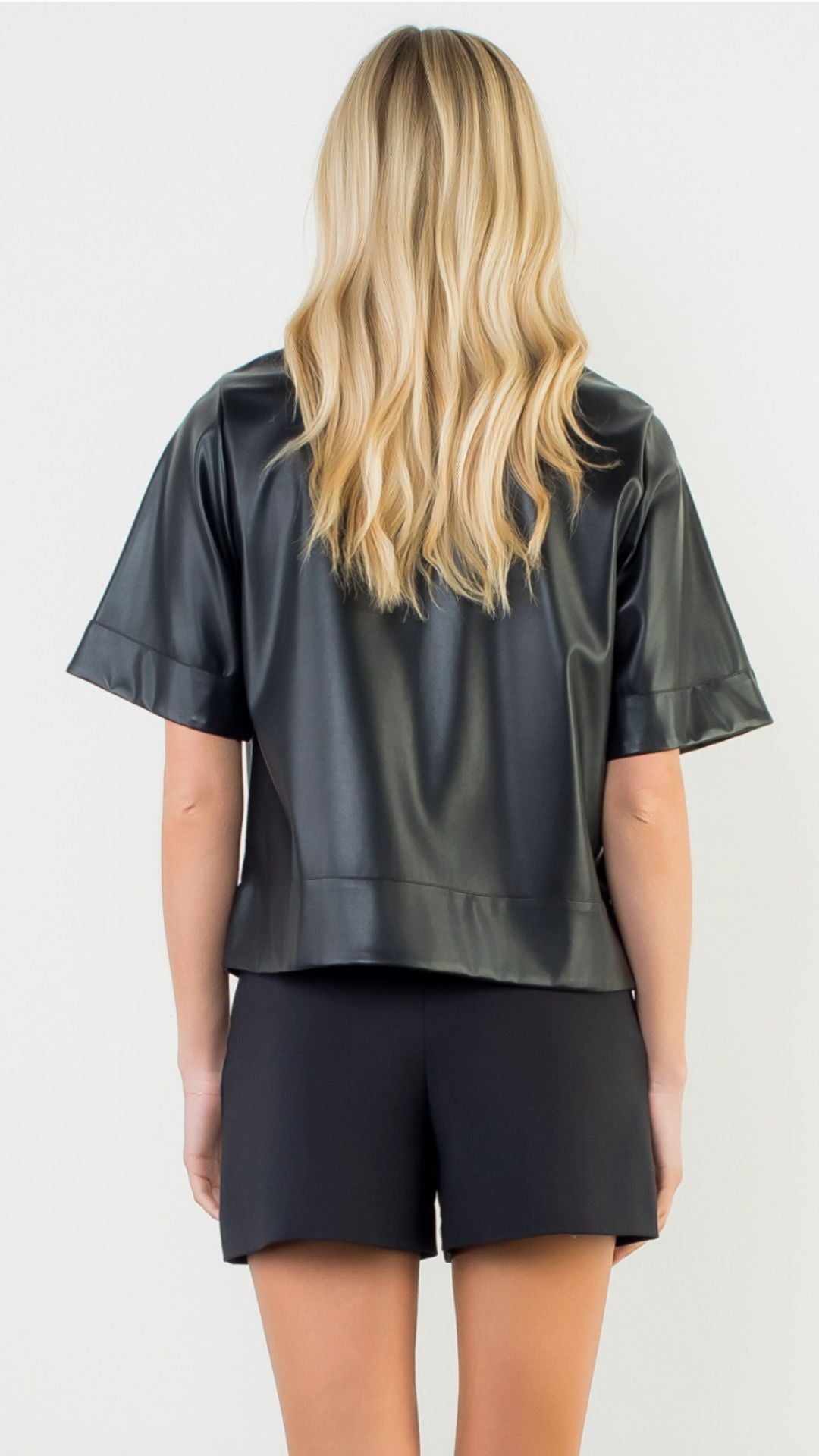 Black Faux Leather Top