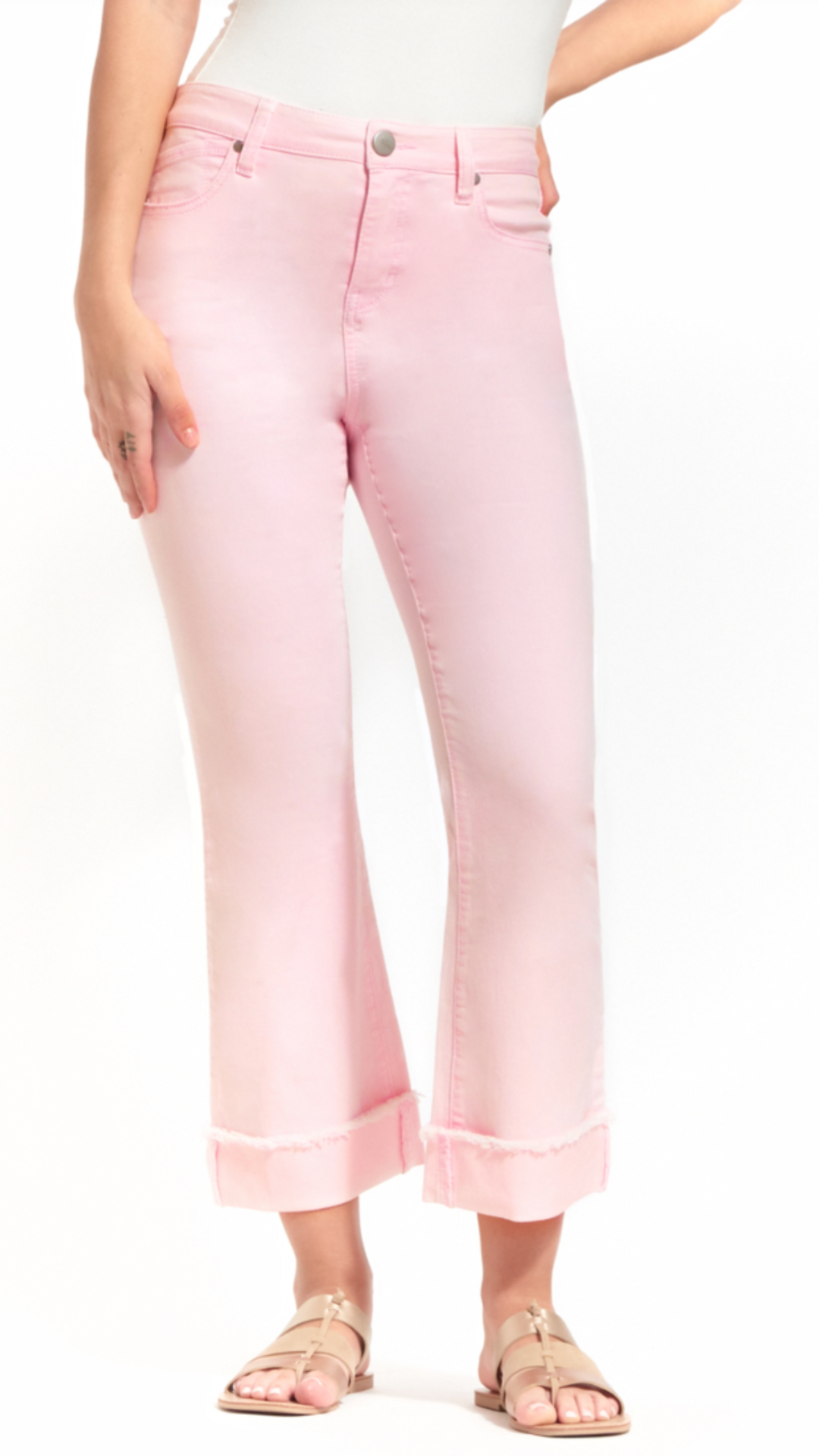 Blush Fade High Rise Cuffed Demi Boot Jeans